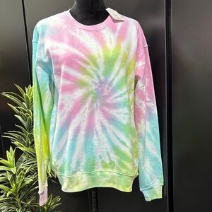 Dreamsicle Tie-Dye pullover light fleece lined,tie dye knit cuff & hemline